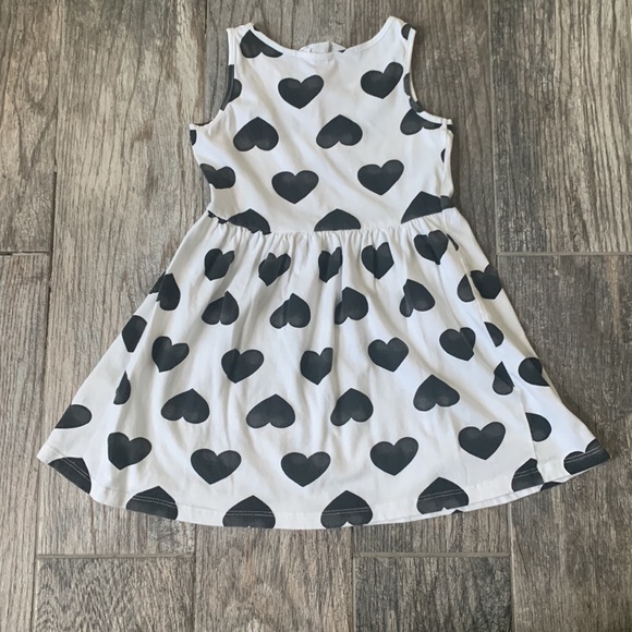 Girls H&M Dress, Black, White, Hearts, Size 4-6Y, Sundress - Picture 2 of 4